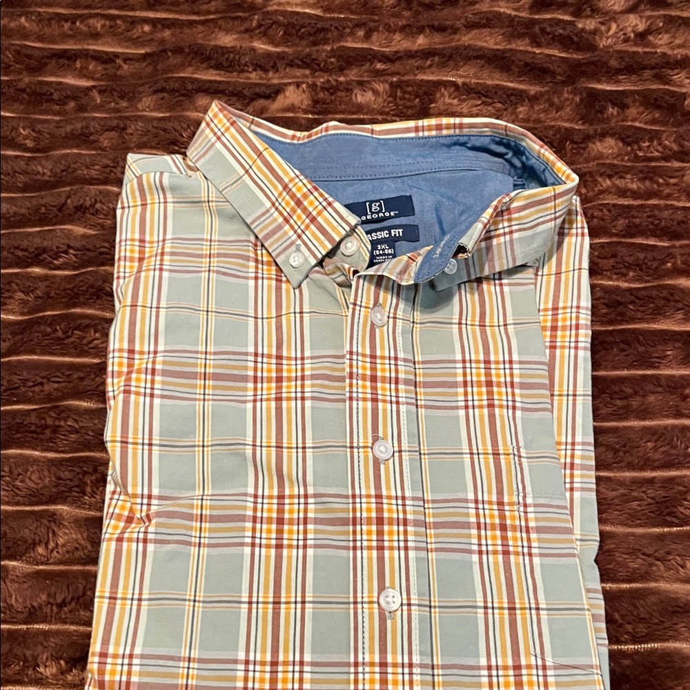 George Multicolor Plaid Casual Button Down Shirt